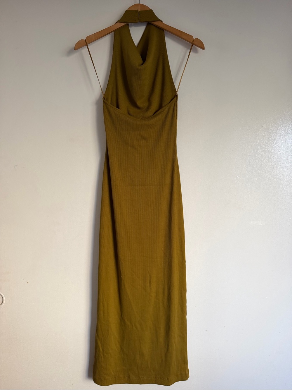 Zara Olive Green Halter Cowl Midi Dress